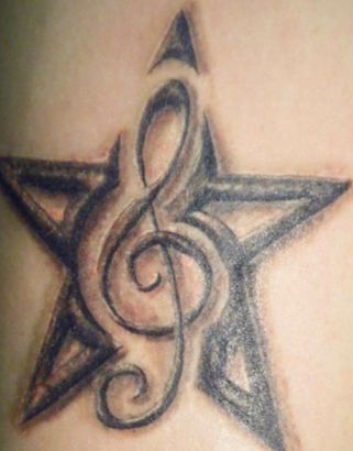 Star And Music Tattoo